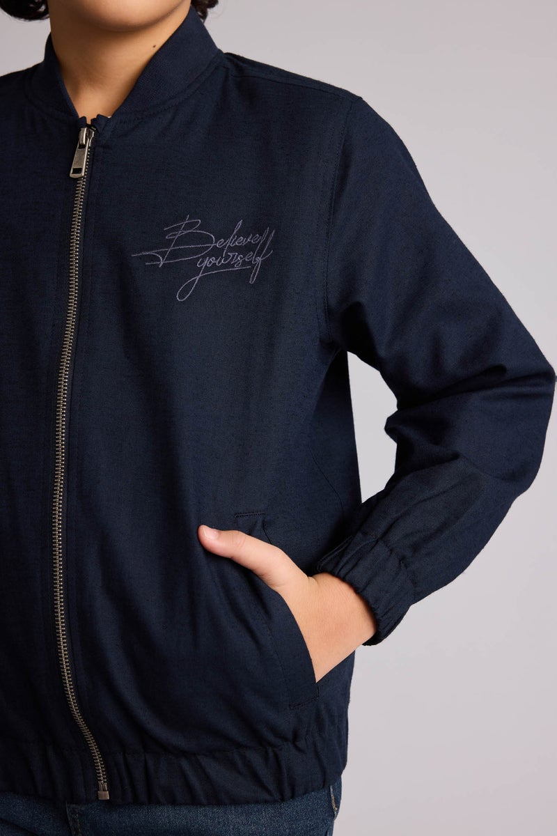 DeFacto Blue Boy Boy College Collar Bomber Jacket Casual - Image 4